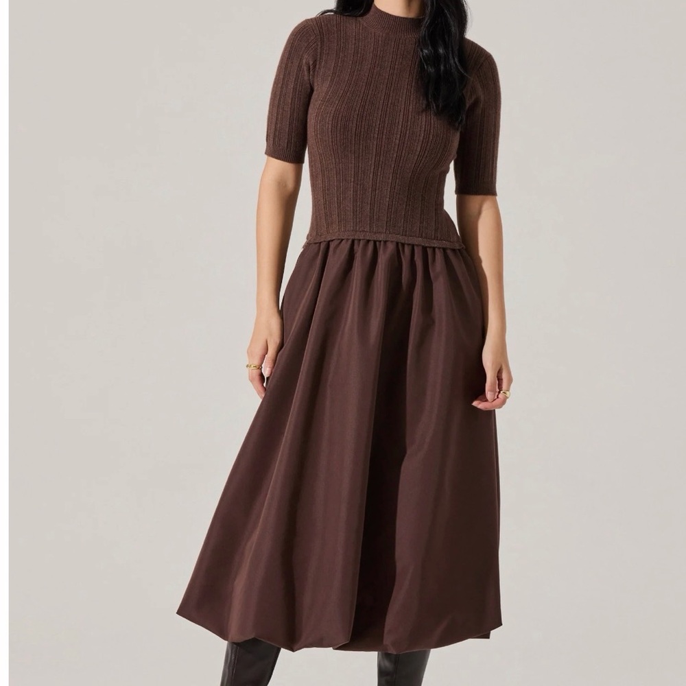 Astr Chocolate Brown Midi Dress